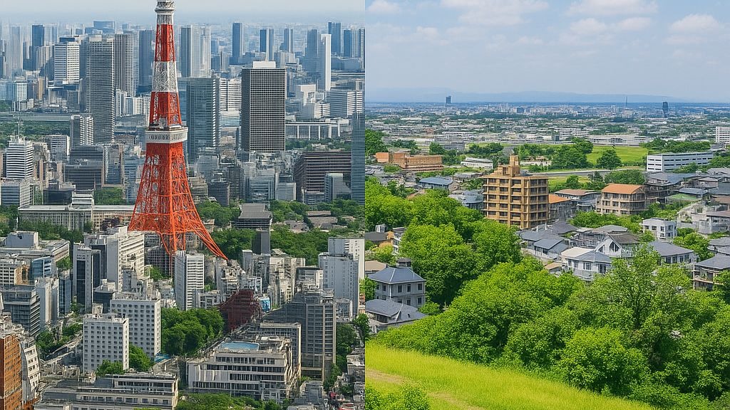 住宅購入の都心と郊外の比較イメージ