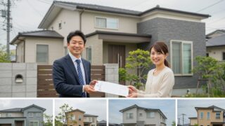 不動産の契約を交わした夫婦が笑顔になってる様子