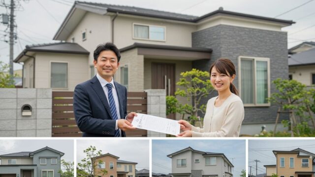 不動産の契約を交わした夫婦が笑顔になってる様子