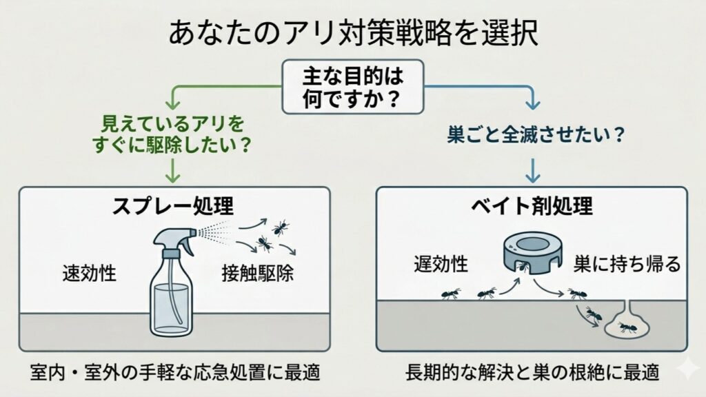 アリの殺虫剤の選び方チャート