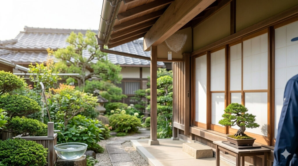 日本の庭園の様子